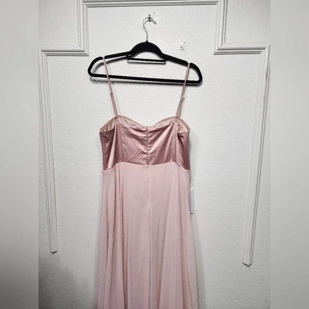 Lulus Best Part Of Me Blush Satin Bustier Maxi Dress L Wedding Party Guest Prom - Picture 10 of 11